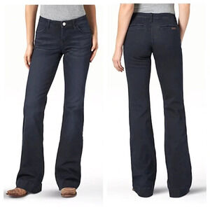 Wrangler Retro Mae Wide Leg Trouser Stretch Jeans Dark Blue Size 17/18 x 34